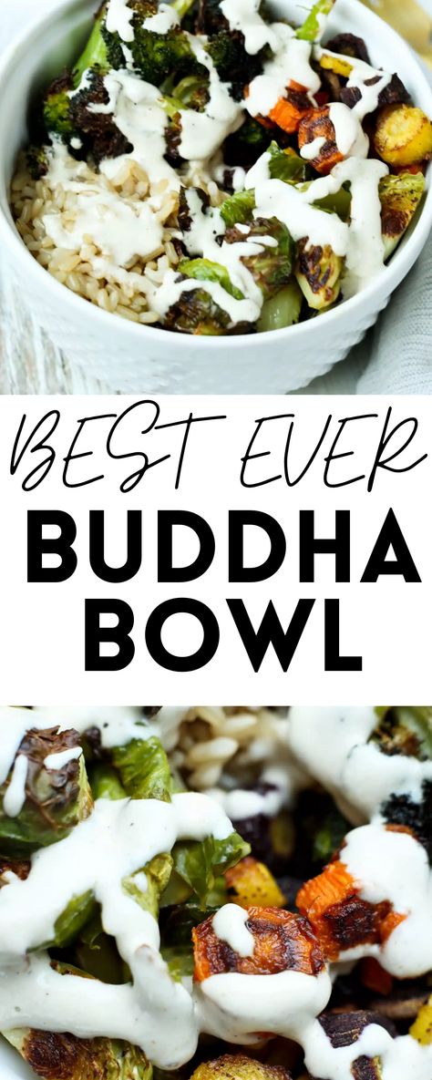 This is the BEST EVER Buddha Bowl. It's a light and healthy lunch or dinner packed with nutrients and delicious flavor. Vegan! Buddha Bowls, Buddha Bowls Recipe, Clean Eating Vegetarian, Vegan Snack Recipes, Vegan Lunch Recipes, Easy Veggie, Healthy Clean Eating, Best Vegan Recipes, Vegan Breakfast Recipes