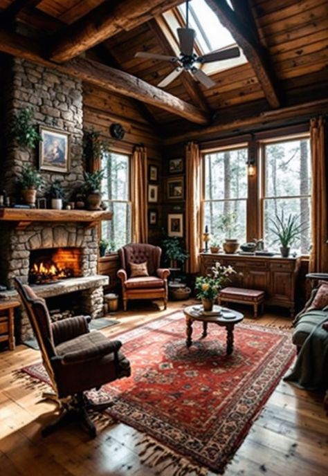 Small Cabin Interior Ideas Log Cabin Vibes, Vermont Cabin Aesthetic, Cedar Cabin Interior Design, North Carolina Home Decor, Mountain Lodge Interior Design, Cabin Aesthetic Interiors, Americana Cabin, Small Cabin Interior Ideas, Primitive Interior Design