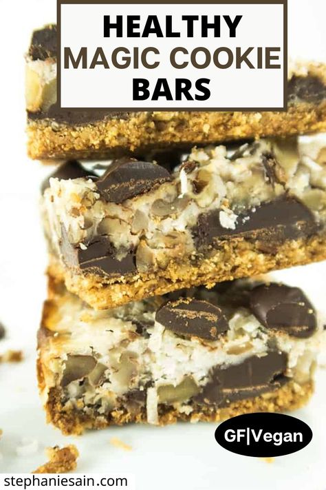 Cookie Bars Gluten Free, Magic Cookies, Magic Bars Recipe, Magic Cookie Bar Recipe, Almond Flour Crust, Bars Gluten Free, Magic Cookie Bars, Homemade Snickers, Healthy Bars