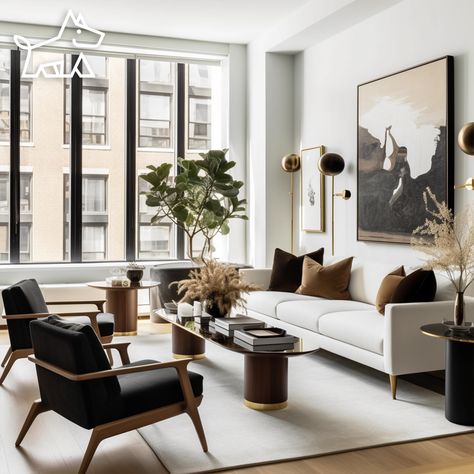 New York Apartment Modern, Condo Home Decor, High End Apartment Interior Design, Living Room Condo Ideas, White House Decor Interior, Expensive Looking Living Room, Condo Living Room Ideas, Dumbo Apartment, Modern Masculine Living Room