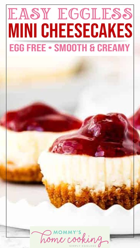 Egg Free Dessert Recipes, Mini Cheesecakes Recipe, Mini Cheesecakes Easy, Egg Free Desserts, Cheesecake Bites Recipe, No Egg Desserts, Fast Desserts, Easy No Bake Cheesecake, Mini Cheesecake Recipes