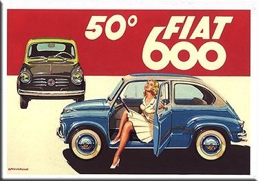 Fiat 600- 50 years Fiat 600 Vintage, Fiat 600, Fiat Abarth, Sell Car, Comic Illustration, Fiat 500, Muscle Car, Vintage Italian, 50 Years