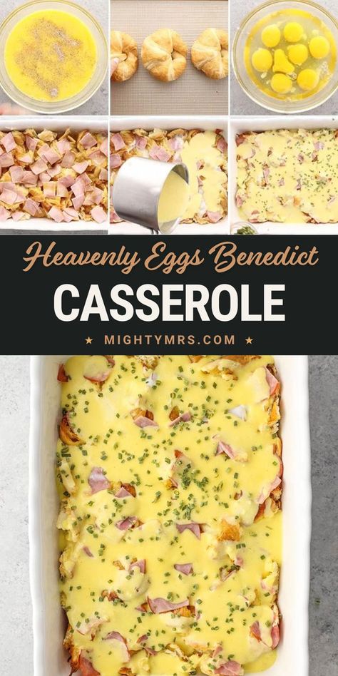 Breakfast Casserole Eggs Benedict, Eggs Benedict For A Large Group, Healthy Breakfast Recipes For A Crowd, Eggs Benedict For A Crowd Brunch, Eggs Benedict Breakfast Pastry, Egg Benedict Croissant, Egg Breakfast For A Crowd, Easy Breakfast Dishes For A Crowd, Breakfast Crossiant Casserole