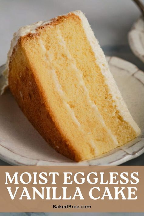 No eggs? No problem! Learn to bake a deliciously moist and fluffy eggless cake effortlessly. Recipe for success! No Egg Vanilla Cake, Vanilla Cake No Eggs, No Eggs Cake Recipe, Vanilla Cake Recipe No Eggs, Moist Eggless Vanilla Cake, Vanilla Cake Without Eggs, Clean Cake Recipes, Dessert Recipes Easy No Eggs, Vanilla Cake Eggless