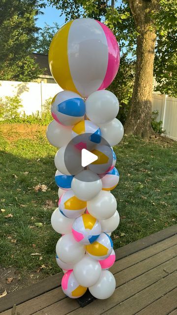 Beach Ball Balloon Arch, Beach Ball Arch Diy, Beach Ball Garland, Balloon Tower, Beach Balls, Ocean City Nj, Ocean City Maryland, Ocean City Md, Balloon Columns