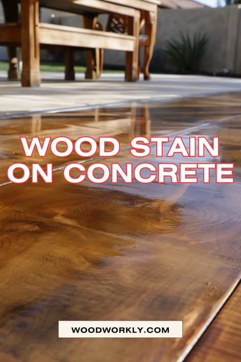 Discover the magic of wood stain on concrete! Learn how to achieve beautiful, durable finishes on your floors and outdoor spaces. Perfect for DIY enthusiasts looking to add warmth and character to their home. 🎨✨ #WoodStainOnConcrete #DIYHomeDecor #ConcreteStaining #Woodworkly #OutdoorProjects. Click to explore more and bring new life to your concrete surfaces Concrete Floors Wood Look, Paint Concrete Like Wood, Diy Concrete Stained Floors, Wood Stained Concrete Floors, Staining Cement Floors Diy, Wood And Concrete Floor, Leather Look Concrete Floors, Concrete Stained Floors Colors, Staining Outdoor Concrete