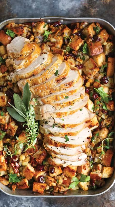 25 Easy Christmas Dinner Ideas Sure to Impress Cranberry Pecan Stuffing, Best Roast Turkey Recipe, Thanksgiving Turkey Recipes, Best Thanksgiving Turkey, Budwig Diet, Thanksgiving Dinner For Two, Turkey And Cranberry, Best Thanksgiving Turkey Recipe, Thanksgiving Lunch