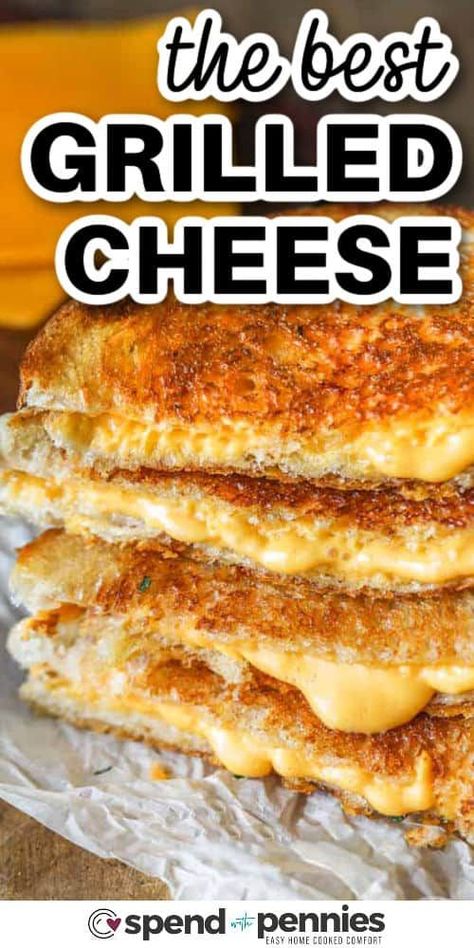 Ready to make the best grilled cheese sandwich ever? Look no further! This recipe is simple yet satisfying, featuring melty cheese and crispy white bread. Perfect for dipping into creamy tomato soup or enjoying with chicken, tomato, or bacon. A true crowd-pleaser! #spendwithpennies #grilledcheese #grilledcheesesandwich #bestgrilledcheeserecipe Grilled Cream Cheese Sandwich, Grown Up Grilled Cheese Sandwiches, Easy Grilled Cheese Sandwich, How To Make A Grilled Cheese Sandwich, How To Make Grilled Cheese, Oven Baked Grilled Cheese, Grilled Cheese In The Oven, Grilled Cheese In Oven, Oven Grilled Cheese