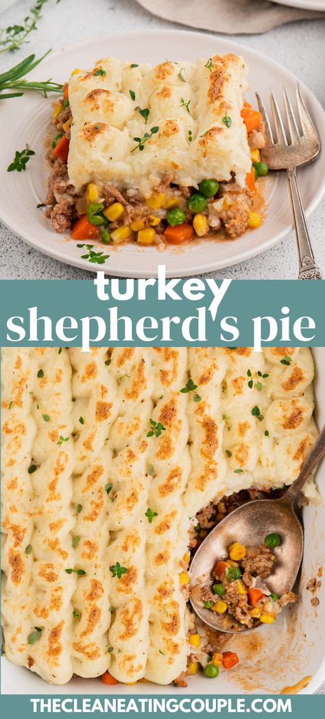 Ground Turkey With Asparagus, Different Healthy Dinner Ideas, Healthy Shepherds Pie Recipe, Savory Turkey Recipe, Dinner Turkey Ground, Ideas With Ground Turkey, Healthy Turkey Shepards Pie, Best Turkey Shepherds Pie Recipe, Ground Turkey Hashbrown Casserole