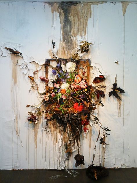 what grows out of holes in your wall if you dont fill them.. dead flowers. Valerie Hegarty, Decay Art, Memory Art, Soyut Sanat Tabloları, Arte Inspo, Art Et Illustration, A Level Art, Piece Of Art, Deco Floral