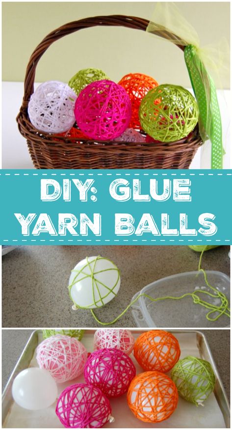 Get back to your roots with this classic craft for a decorative Glue Yarn Ball! With this simple DIY, you can make a ton of them for just a few bucks! Yarn Glue Ornaments, Yarn Balls With Glue, Ball Study Art Preschool, Ball Study Creative Curriculum Art, Diy With Balloons, Yarn Ball Ornaments Diy, Balls Art Activities For Preschool, Creative Curriculum Ball Study Preschool, Preschool Ball Study