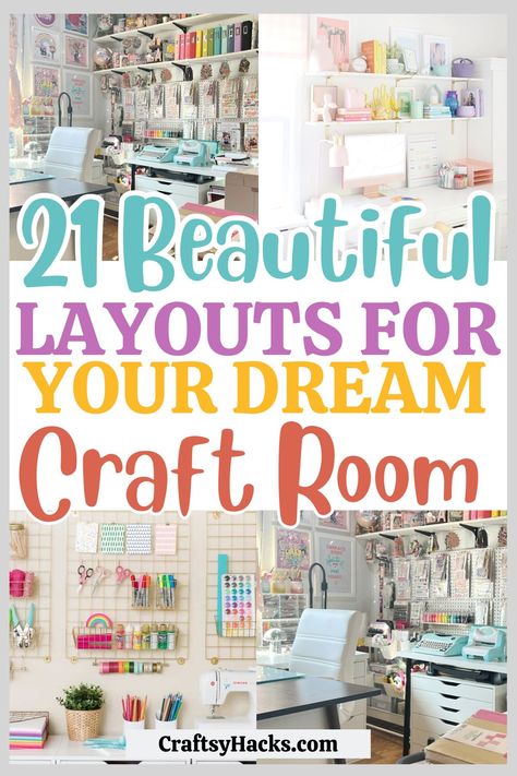 Transform your craft space with these craft room ideas that maximize organization. Discover craft room organization tips to keep your supplies tidy, and explore storage solutions designed for every crafter's needs. Get inspired with these practical ways to enhance your craft room design. Best Craft Storage Ideas, Craft Room Ideas Design Easy Diy, White Craft Room Ideas, Craft Space In Dining Room, California Closets Craft Room, Accent Wall Craftroom, Dining Room And Craft Room Combo, Craft Closet Design Layout, Crafting Closet Organization