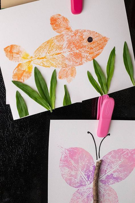 Fish Activity For Preschool, Texture Art Projects For Kids, Art Kindergarten Ideas, Fish Art Projects For Kids, Diy Nature Crafts, Kindergarten Craft Ideas, Ocean Craft, Craft Activities For Toddlers, Leaf Projects