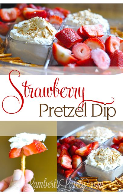 Strawberry Pretzel Dip Recipe - really similar to the Strawberry Pretzel Jello Salad dessert that's so popular, but with much less work! Strawberries Salad, Dips Party, Pretzel Dip Recipes, Pretzel Jello, Sweet Dip, Strawberry Pretzel Salad, Pretzel Salad, Strawberry Pretzel, Pretzel Dip