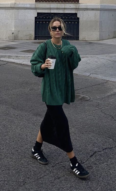 Grey Dress Street Style, Athletic Event Outfit, Uk Street Style 2023, Black Mesh Dress Outfit Street Style, Petite Street Fashion, Minimalist Neutral Outfits, Black Spezials Outfit, Black Cortez Outfit Woman, Black Adidas Sambas Outfits