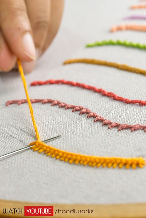 10 Most Strange Hand Embroidery Stitches for Beginners Tips On Embroidery, Embroidered Stitches Tutorial, Embroidery Stiches Names, Fun Embroidery Stitches, Finishing Stitch Sewing, Embroidery Seam Stitches, Embroidery Patterns Jacket, Words Embroidery Ideas, Unusual Embroidery Stitches