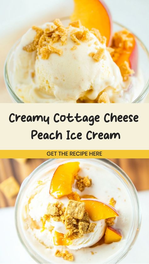 Indulge in a unique summer treat with our cottage cheese peach ice cream recipe! This creamy and delicious dessert is the perfect way to cool down on hot days. Made with fresh peaches and rich cottage cheese, it's a healthier alternative to traditional ice cream that doesn't skimp on flavor. Try making this homemade frozen delight for your next backyard barbecue or enjoy it as a refreshing snack any time of day.

Ingredients
2 cups smooth cottage cheese
1/2 cup full-fat milk
1/3 cup pure maple s Desserts Using Cottage Cheese, Cottage Cheese Ice Cream Recipe, Low Calorie Pancakes, Peach Ice Cream Recipe, Homemade Cottage Cheese, Sherbet Recipes, Creami Recipes, Fruity Treats, Peach Ice Cream