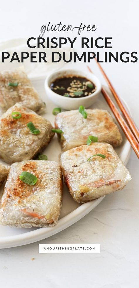 Healthy Rice Paper Dumplings, Best Gf Recipes, Gluten Free Asian Dumplings, Yummy Gluten Free Dinners, Gluten Free Dairy Free Snack Recipes, Gluten Free Rice Paper Recipes, Crunchy Rice Paper Rolls, Dairy Free Food Recipes, Gluten Free Noodle Dishes