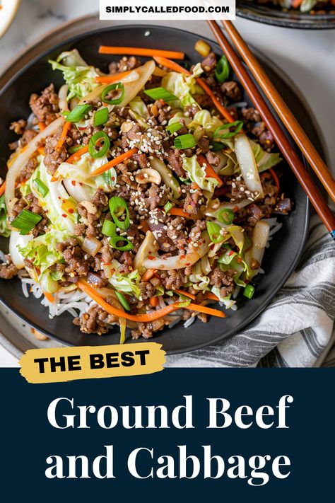 Dive into this healthy, easy ground beef and cabbage recipe. Prepared in a skillet, this quick stir fry combines minced beef and cabbage, ideal for a simple, keto dinner. It's hearty and homemade, perfect for any night. Learn more at simplycalledfood.com about this ground beef and cabbage recipe and more ground beef recipes. Beef And Cabbage Skillet, Beef And Cabbage Recipe, Ground Beef Stir Fry, Cabbage Skillet, Cabbage Recipes Healthy, Minced Beef Recipes, Ground Beef And Cabbage, Healthy Ground Beef, Minced Beef