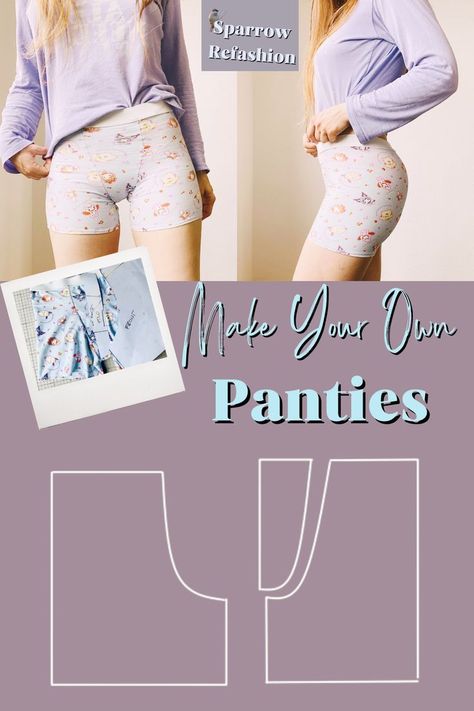 how to make boyshorts Starter Sewing Patterns, Pantie Pattern Free, Underware Patterns Diy, Sewing Workout Clothes, Boxers Sewing Pattern, Easy Sewing Clothes Women, Diy Shorts Pattern, Beginner Sewing Clothes, Easy Sewing Clothes