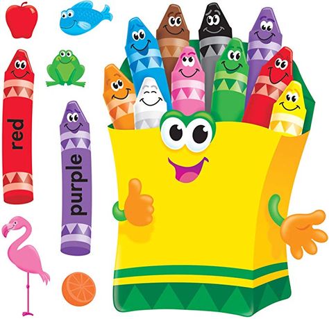 Amazon.com : Trend Enterprises Colorful Crayons Bulletin Board Set, 30 Inches, Set of 21 : Themed Classroom Displays And Decoration : Office Products Crayons Bulletin Board, Crayon Bulletin Boards, Teach Colors, Creative Teaching Press, Fall Bulletin Boards, Monkey And Banana, Sequencing Activities, Bulletin Board Sets, Teaching Colors