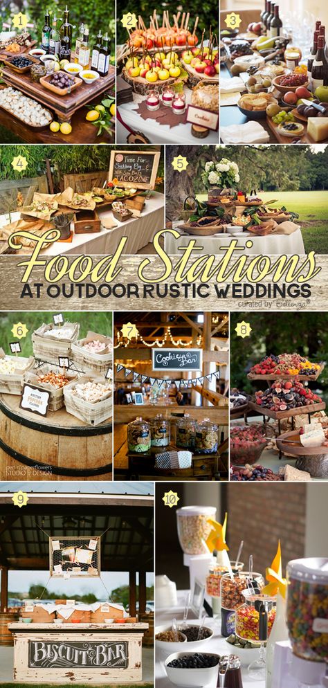 Prefiero que mi boda tenga una bufe porque me gusta mucha comida. Outdoor Wedding Buffet Table Ideas, Pretty Buffet Tables Food Displays, Country Wedding Food Ideas Buffet, Fall Wedding Food Stations, Rustic Wedding Appetizer Table, Backyard Wedding Food Ideas Buffet, Wedding Reception Stations, Fall Wedding Buffet Ideas, Outdoor Wedding Food Stations