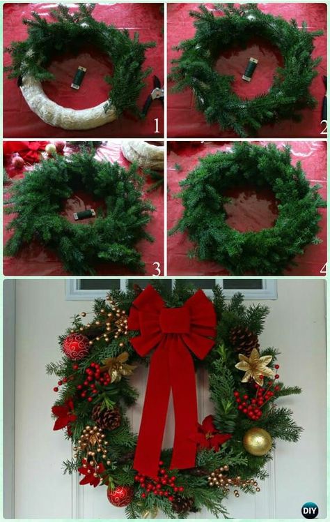 Christmas Wreath Image, Julkransar Diy, Christmas Wreath Craft, Holiday Wreaths Christmas, Red Wreath, Pine Wreath, Christmas Wreaths To Make, Xmas Wreaths, Wreaths Diy