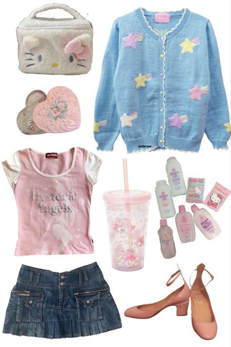 Cutecore Y2k Clothes, Cafe Clothes Style, 2000s Japanese Fashion Pink, Childish Outfits, Cutecore Style, Sixth Dimension, It Girl Aesthetic, Pastel Style, Kawaii Outfit Ideas