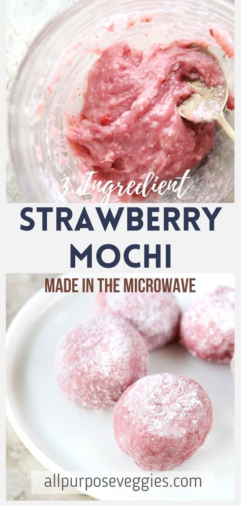 Filled Mochi Recipe, Mochi Recipes Easy, Easy Homemade Mochi, Sweet Mochi Recipe, How To Make Strawberry Mochi, How Do You Make Mochi, What To Make With Strawberries Easy, Mochi Recipe Easy Microwave, Fruit Mochi Recipe