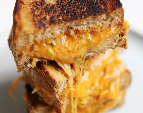 There's nothing better than slicing into a crunchy grilled cheese sandwich. This ridiculously easy recipe features a spicy Korean Miso Sauce, two different kinds of cheese, and our killer homemade Gochujang Mayo. Sweet dreams are made of cheese... Miso Grilled Cheese, Gochujang Bread, Miso Sandwich, Homemade Gochujang, Korean Fusion Food, Kimchi Grilled Cheese, Gochujang Mayo, Food Polls, Korean Sauce