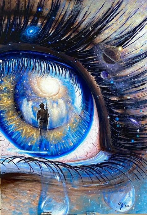 Eyes Artwork Surrealism, Eyes Painting Aesthetic, Galaxy Eyes Art, Paintings Of Eyes, Surreal Eye Art, Cool Portraits, Art Eyes, Procreate Tips, Eyeball Art