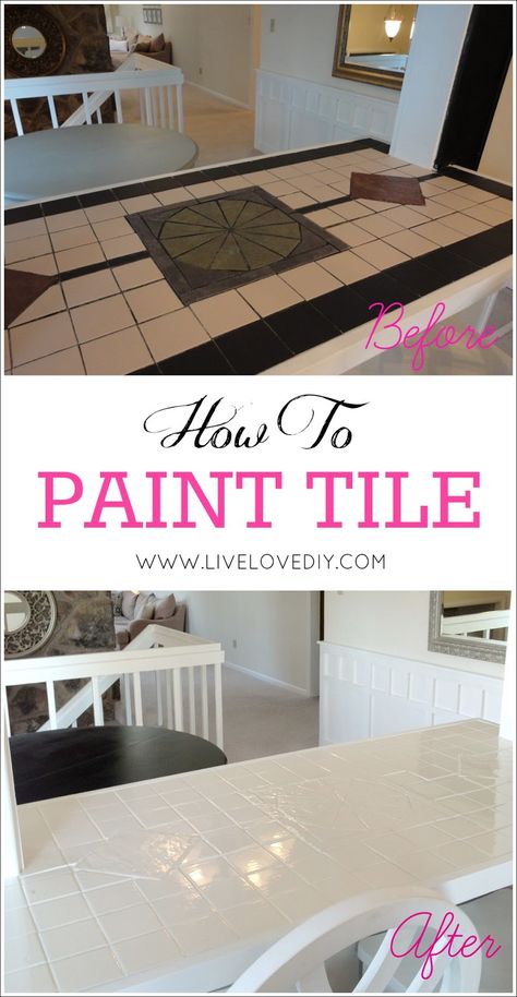 Paint Tile Countertops, Secret Painting, Paint Tile, Diy Mod Podge, Tile Counters, Stain Wood, Paint Tips, Ceramic Floor Tile, Primary Bath