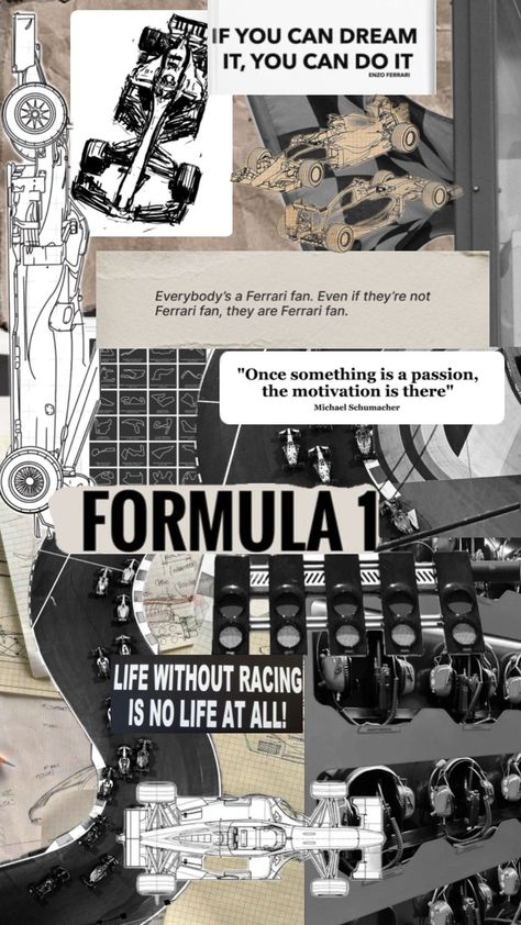 Formula One wallpaper 🏎️ #f1 #formula1 #formulaone #formulaoneaesthetic #wallpaper #cars #motorsport #racing Formula 1 Aesthetic Collage, Formula One Racing, F1 Aesthetic Collage, Nothing Just An Incident Wallpaper, Formula 1 Moodboard, Formula 1 Room Ideas, F1 Wallpaper Collage, F1 Circuit Wallpaper, F1 Collage Wallpaper