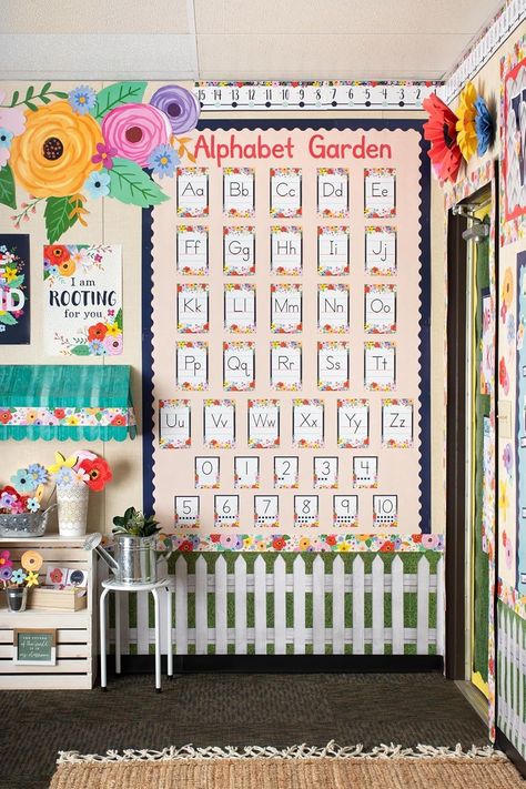 Amazon.com : Teacher Created Resources Wildflowers Alphabet Bulletin Board (TCR6818) : Office Products Alphabet Bulletin Board, Garden Theme Classroom, Alphabet Decor, Classroom Wishlist, Classroom Makeover, Plastic Letters, Liquid Chalk Markers, Themed Decorations, Classroom Decor Themes