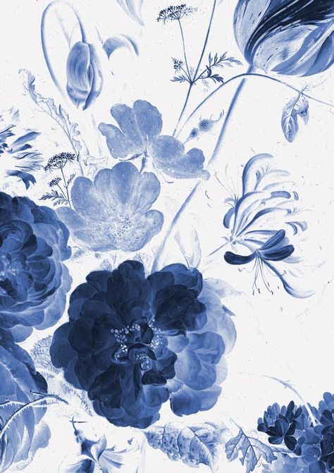 Princess Kate, Blue Floral Wallpaper, Royal Blue Flowers, Blue Flower Wallpaper, Whatsapp Wallpaper, Lukisan Cat Air, Wallpaper Murals, Blue Art, Blue Wallpapers