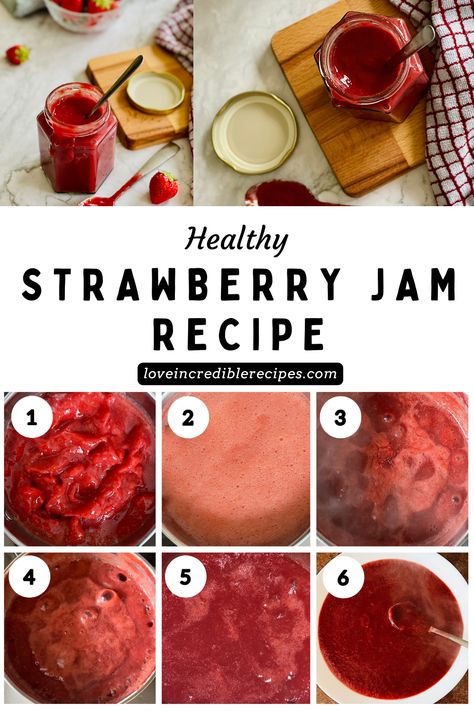 This refreshing vegan strawberry jam is a must-try for a healthy, homemade jam recipe! Made without pectin, this easy recipe uses just a few ingredients and has no added sugar. Enjoy all the delicious flavor of store-bought jam in a healthier, refined sugar-free version! Sugar Free Jam Recipes For Canning, No Sugar Strawberry Jam, Vegan Strawberry Jam, Strawberry Jam Recipe Canning No Pectin, Healthy Strawberry Jam Recipe, Strawberry Jam Healthy, Fruit Preserves Recipe, No Pectin Strawberry Jam, Homemade Strawberry Jam No Sugar