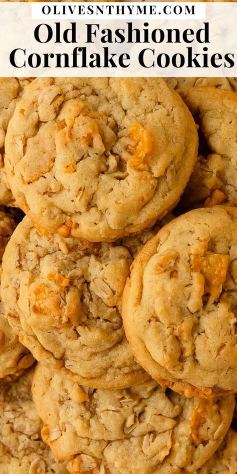 Cookies With Corn Flakes, Cornflake Recipes, Cornflake Cookies Recipe, Cookies Easy Recipe, Flake Recipes, Cornflake Cookies, Cereal Cookies, Old Fashioned Oats, Blueberry Cookies