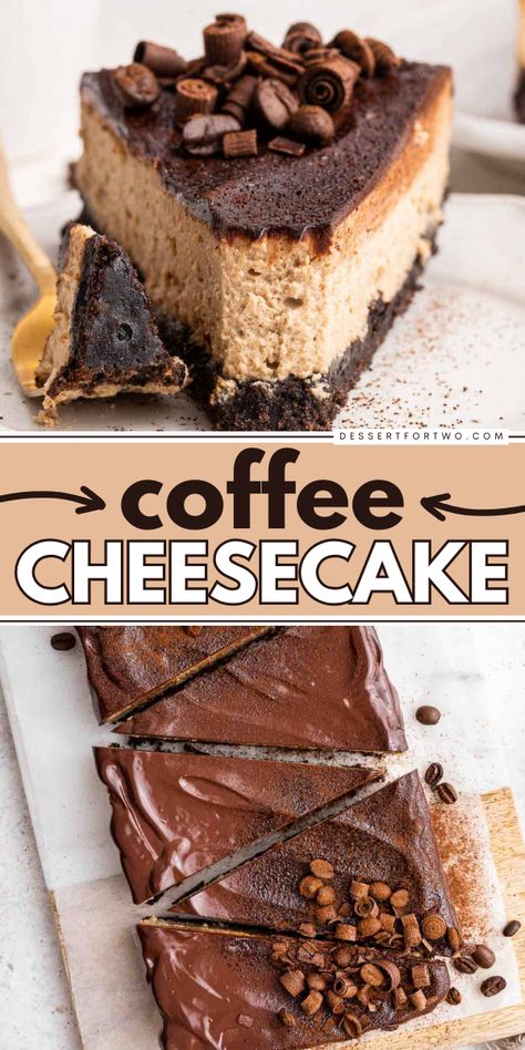 Don't miss this best coffee cheesecake in your list of Father's Day dessert ideas! This easy cheesecake is make-ahead and perfect for guests that are coffee lovers. You gotta try this! Coffee Chocolate Dessert, Cheesecake Coffee Cake, Coffee Cheesecake Bars, Desserts With Coffee, Coffee Desserts No Bake, Coffee Flavored Dessert Recipes, Coffee Cake Cheesecake Recipes, Coffee Sweets, Coffee Cake Cheesecake