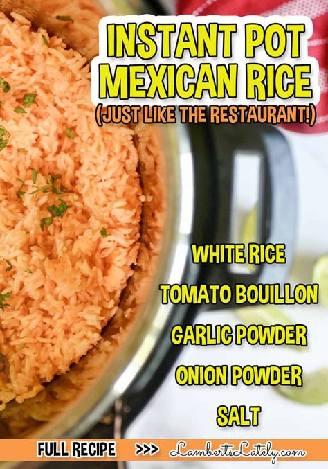 This recipe for Instant Pot Mexican Rice will quickly become your go-to side dish. It's ready in 15 minutes and tastes just like a Mexican restaurant! Spanish Rice In Instant Pot, Spanish Fried Rice, Rice Cooker Mexican Rice, Instant Pot Mexican Rice, Instant Pot Mexican, Jasmine Rice Recipes, Instant Pot Freezer Meals, Mexican Rice Easy, Pressure Cooker Rice