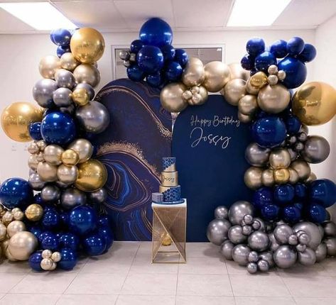 Men Birthday Party Ideas Decoration Blue, Men Birthday Decorations, Blue Balloon Arch, 18th Birthday Party Themes, 18th Birthday Decorations, Baby Birthday Decorations, Graduation Party Planning, 50th Birthday Decorations, Simple Birthday Decorations