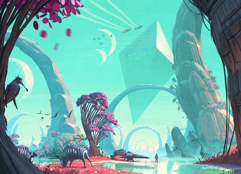 no-mans-sky-concept-art004 Alien Robot Concept Art, Futuristic Landscape, Alien Robot, 2560x1440 Wallpaper, Bg Design, Robot Concept, Sci Fi Environment, No Man's Sky, Sky Artwork