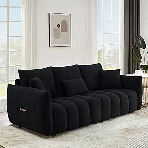 Black Velvet Sofa Bed, Black Sectional Living Room Ideas, Black Couches Living Room Ideas, Baddie Living Room Ideas, Black Living Room Furniture, Teddy Sofa, Black Sofa Living Room, Oversized Loveseat, Black Couch