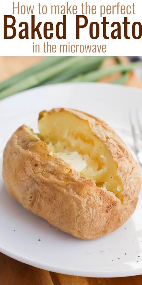 Microwave Baked Potatoes, Microwave Baked Potato, Baked Potato Microwave, Cooking Baked Potatoes, Easy Baked Potato, Best Baked Potato, Perfect Baked Potato, Making Baked Potatoes, Potatoes In Microwave