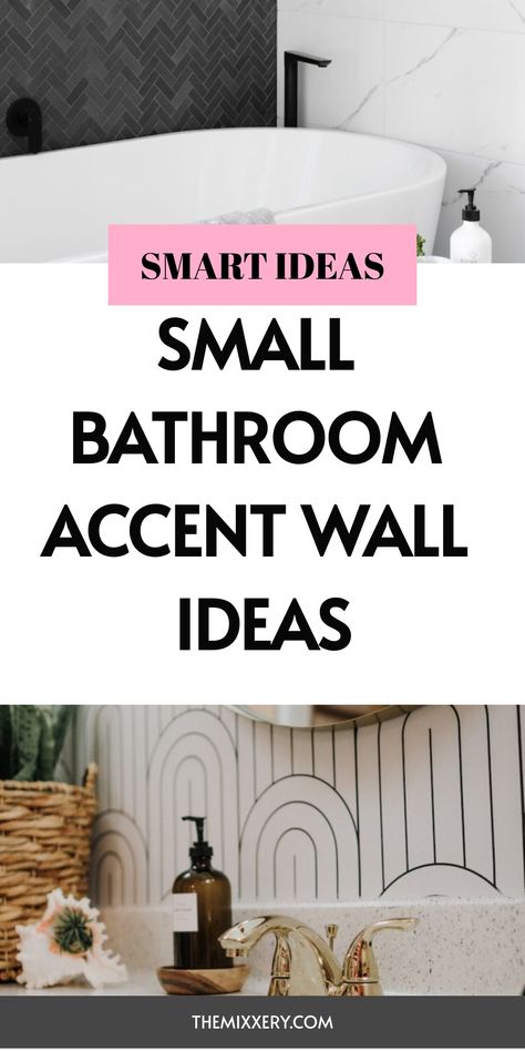 Washroom Accent Wall, Wallpaper Ideas For Bathroom Small Spaces, Half Bathroom Tile Wall, Powder Bath Accent Wall, Half Tiled Bathroom Walls Small Spaces, Wallpaper Accent Wall In Bathroom, Wallpaper Tiles Bathroom, Bathrooms With Accent Walls, Wall Decor For Small Bathroom