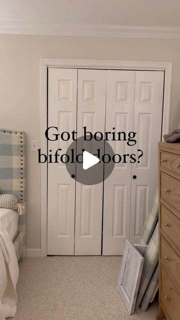 Shaker Closet Doors Bifold, Bifold Door Closet Organization Ideas, Alternative For Bifold Closet Doors, Closet Door Handles Bifold, Bi Fold Doors To French Doors, Bifold Into French Doors, Decorating Closet Doors, Farmhouse Bifold Closet Doors, Bifold Door Makeover To French Doors