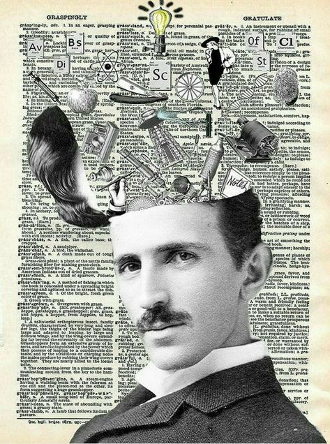 Tesla Scientist, Dadaism Art, Pop Art Wall, N Word, Collage Portrait, Desk Art, Magazine Collage, Dictionary Page, Art Desk