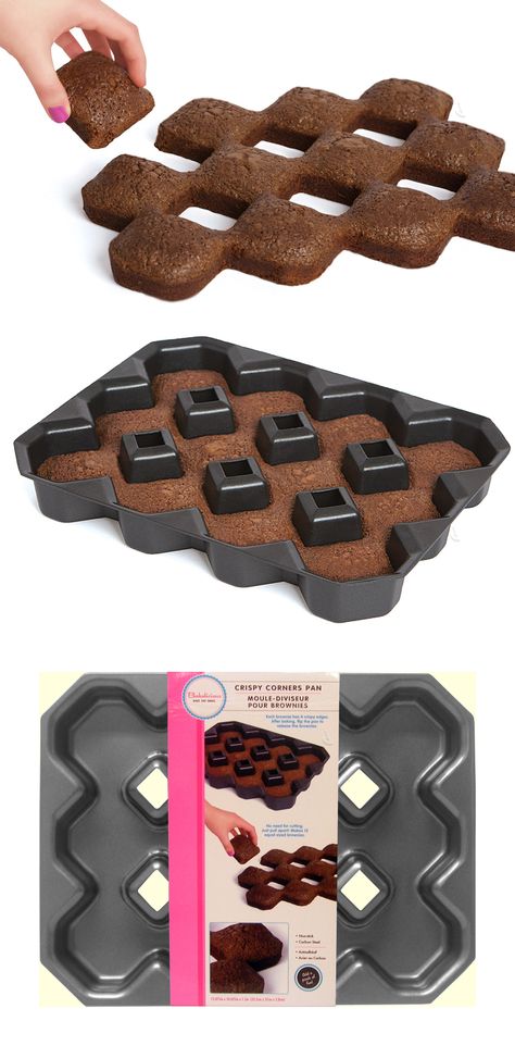 Crispy corner brownie pan // a baking tray for the best crunchy edges! #product_design Baking Gadgets, Brownie Pan, Kitchen Must Haves, Cooking Gadgets, Gadgets And Gizmos, Cool Kitchen Gadgets, Cake Pan, Simple Ideas, Cool Inventions