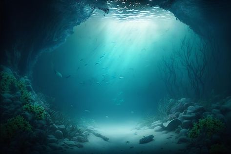 Photo empty underwater ocean bottom back... | Premium Photo #Freepik #photo #ocean-fish #aquatic #sea-underwater #deep-ocean Ocean Bottom Underwater, Open Ocean Underwater, Ocean Background Landscape, Deep Underwater, Underwater Landscape, Underwater Wallpaper, Underwater Ocean, Ocean Images, Underwater Pictures