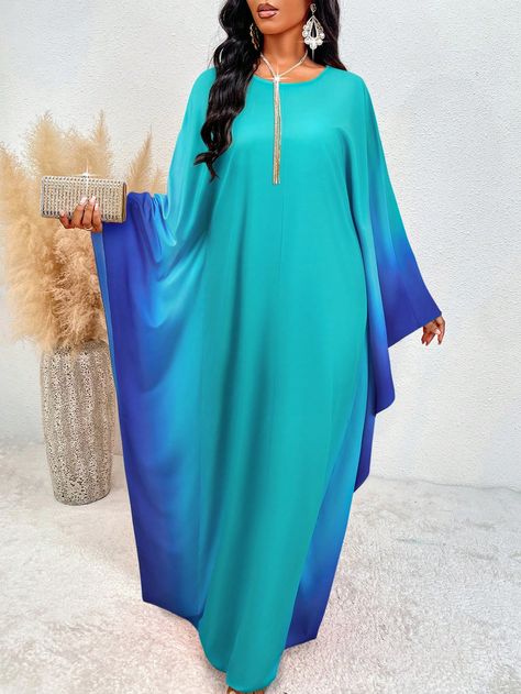 Butterfly Bubu Gown Styles, Bubu Styles For Women, Latest Long Gown Design, Ombre Abaya, Latest Cord Lace Gown Styles, Ombre Blue Dress, Boubou Gown Styles, Bubu Outfit, Women Kaftan Styles