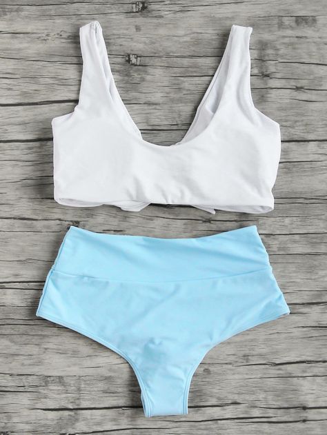 White and blue bikini Blue Bathing Suit, Summer Bathing Suits, Cute Bathing Suits, Cheap Womens Clothing, Tankini Set, Cute Swimsuits, Summer Suits, Cute Bikinis, Blue Style